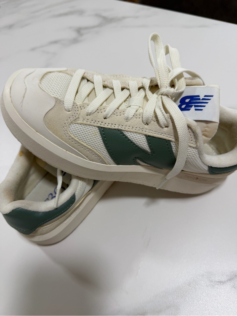 New Balance Cream and Green Women's Sneakers